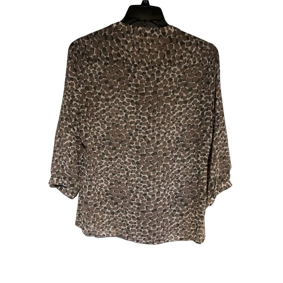 Banana Republic Cheetah Blouse Womens Medium 3/4 Sleeve Brown Print Career - Picture 8 of 9